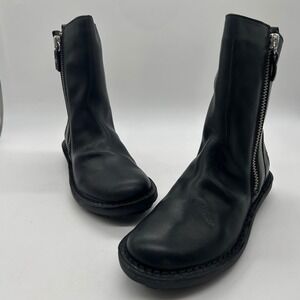 New Fly London Fade966Fly Leather Ankle Boots Women 36 US 5.5-6 Zip Up Black Rug